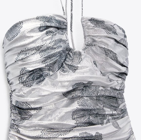 Zara Draped dress with metallic thread - Picture 8 of 14